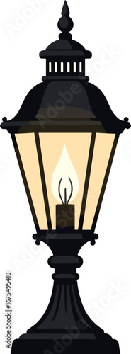 Vintage Street Lamp Post with Flame Light Outdoor Lighting