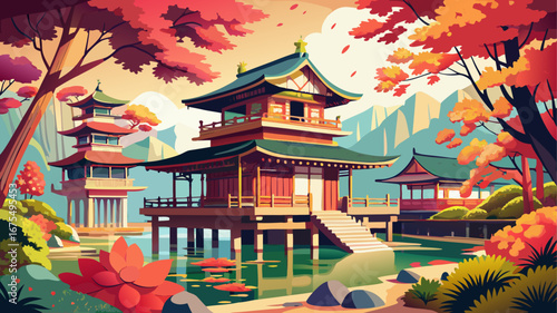 Kyoto Temples, Japan
Elegant wooden temples surrounded by serene gardens and vibrant maple trees create a tranquil sanctuary, reflecting Japan’s harmony of spiritual devotion, seasonal beauty, and arc