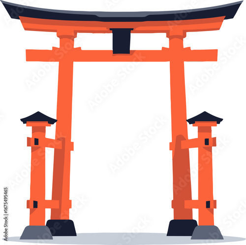 Red Torii Gate Shinto Shrine Entrance Japanese Culture Symbol