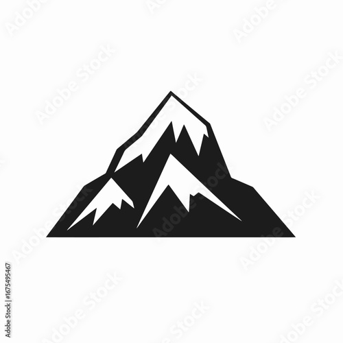 Impressive jagged mountain peaks in black simple vector graphic artistic silhouette