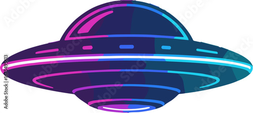 Colorful Futuristic UFO Spaceship Flying Saucer