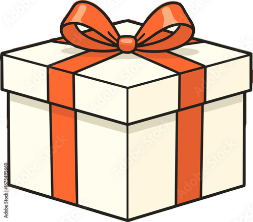 Gift Box Wrapped Orange Ribbon Present Celebration