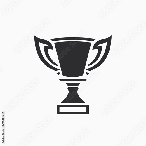 Dark gray champion award cup or goblet, prize silhouette emblem