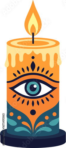 Decorative Candle with Eye Symbol Spiritual Mystic Theme