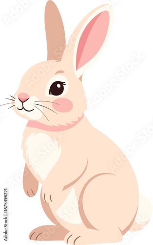 Cute Bunny Sitting Animal Pet Character Children Book Illustration