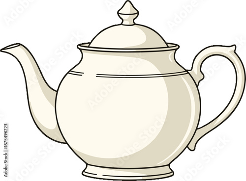 Classic Porcelain Teapot with Lid Vintage Kitchenware