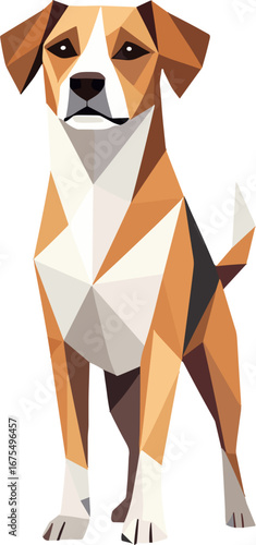 Geometric Beagle Dog Portrait Low Poly Style Pet