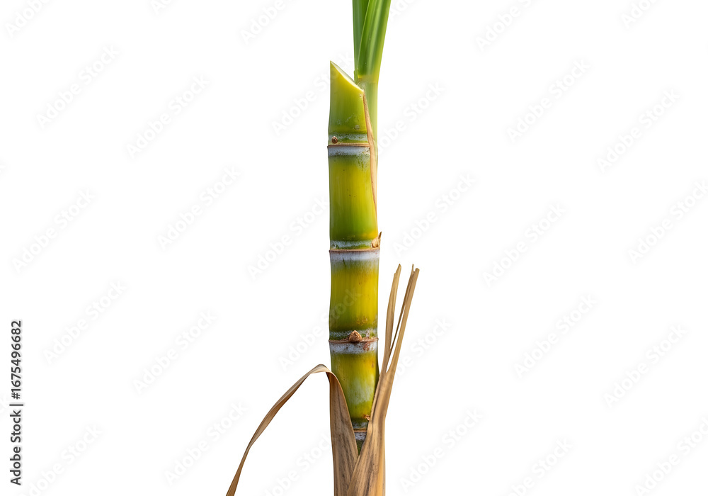 Naklejka premium Sugarcane isolated on transparent background, a tropical plant for sugar production