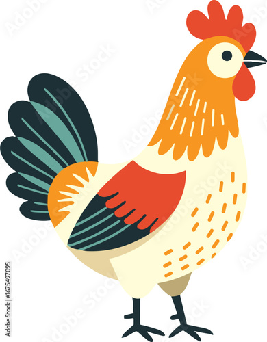Colorful Chicken Farm Animal Illustration for Kids Book