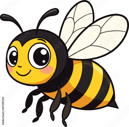 Cute Smiling Honey Bee Flying Cartoon Character