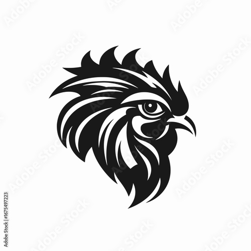 Wallpaper Mural Bold rooster head in black ink logo style animal silhouette Torontodigital.ca