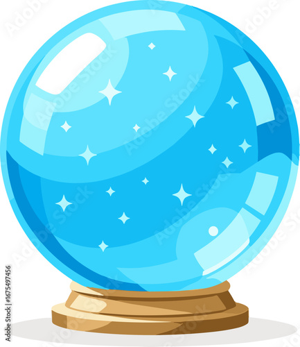 Blue Magic Crystal Ball with Stars Fortune Telling Prop