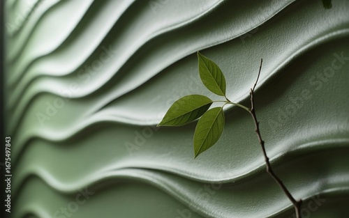 Natural Skincare Background with Plant and Textured Powder

