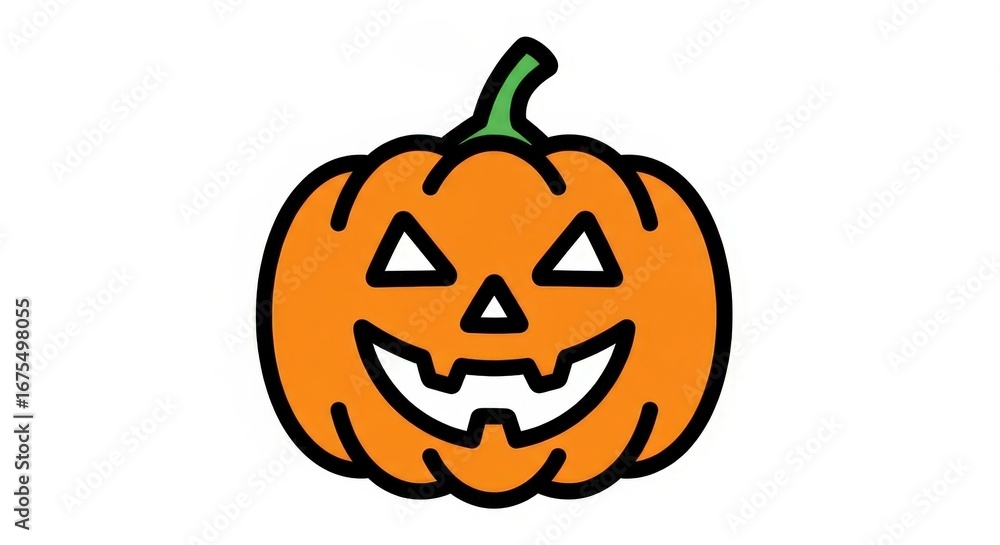 Fototapeta premium Orange Pumpkin Cartoon with Smiling Face on White Background