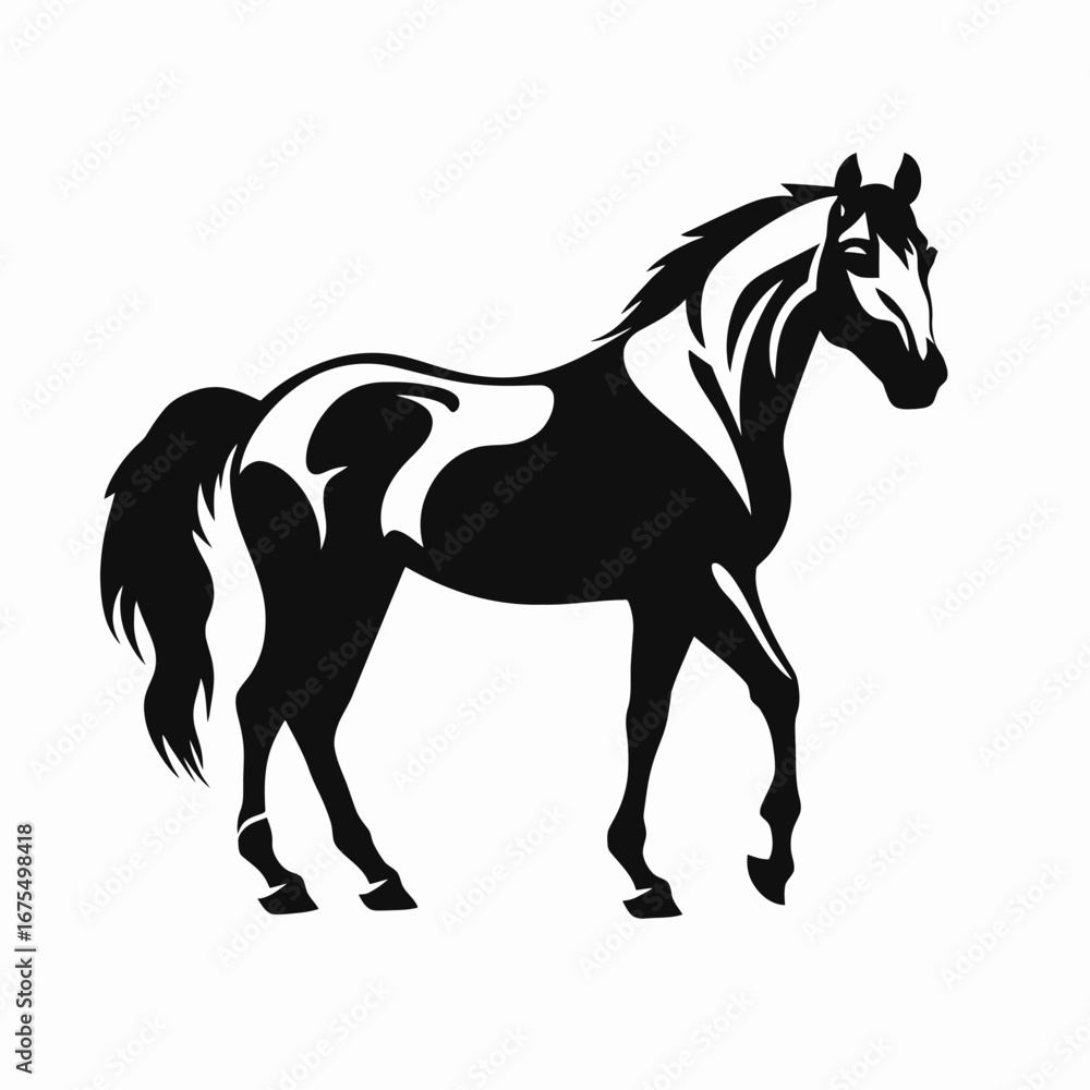 Obraz premium Powerful equine form in dramatic black and white stallion horse silhouette