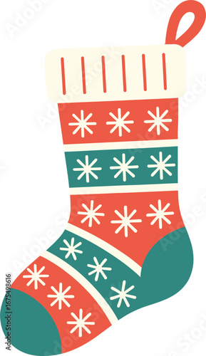 Christmas Stocking Winter Holiday Decoration with Snowflake Pattern