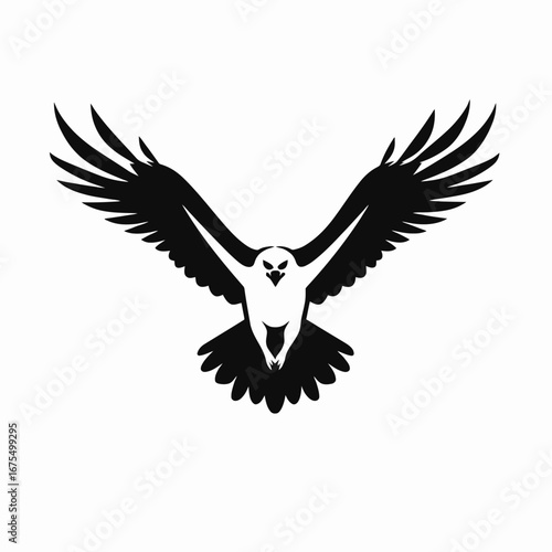 Soaring eagle, wings spread widely, a powerful vector silhouette
