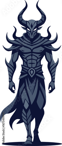 Dark Demon Warrior Horned Helmet Fantasy Character Esport Mascot