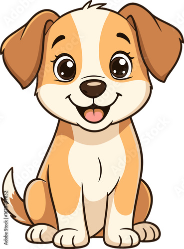 Wallpaper Mural Cute Brown Puppy Sitting With Happy Face Children Coloring Page Torontodigital.ca