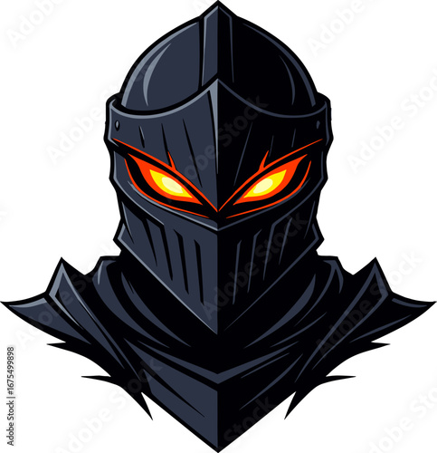 Dark Knight Helmet Fiery Eyes Esport Mascot Logo