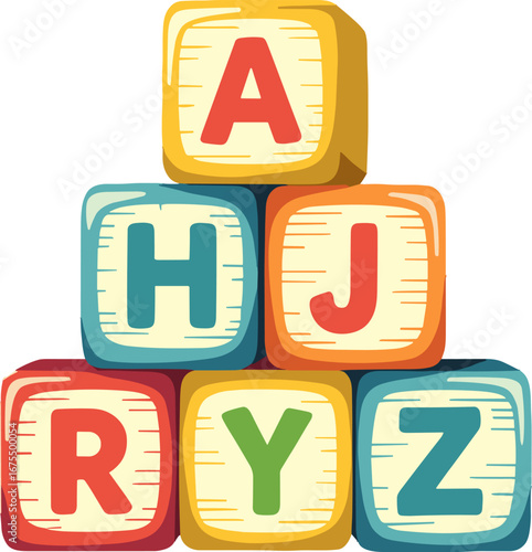 Colorful Stacked Alphabet Blocks Children Learning Toy