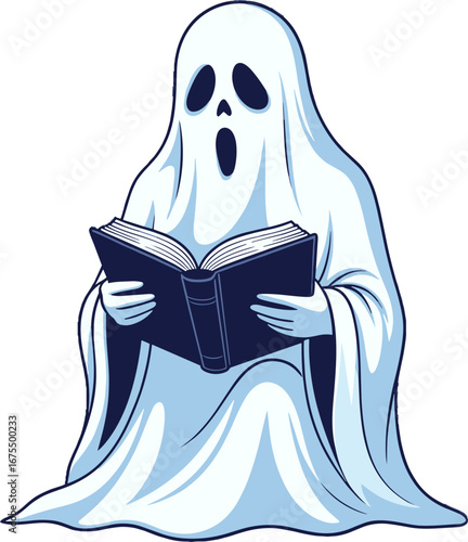Singing Ghost Reading Book Halloween Character