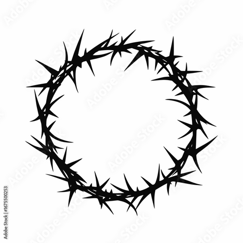 Dark thorny crown represents suffering and sacrifice in stark silhouette