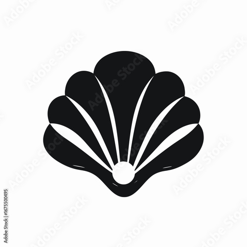 Elegant seashell radiating form in black, a captivating ocean graphic silhouette
