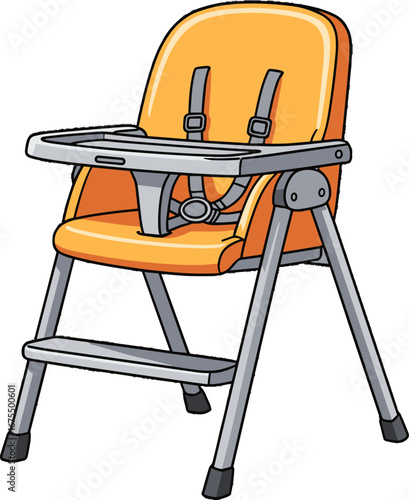 Orange Baby High Chair Adjustable Safety Harness Toddler Feeding Seat