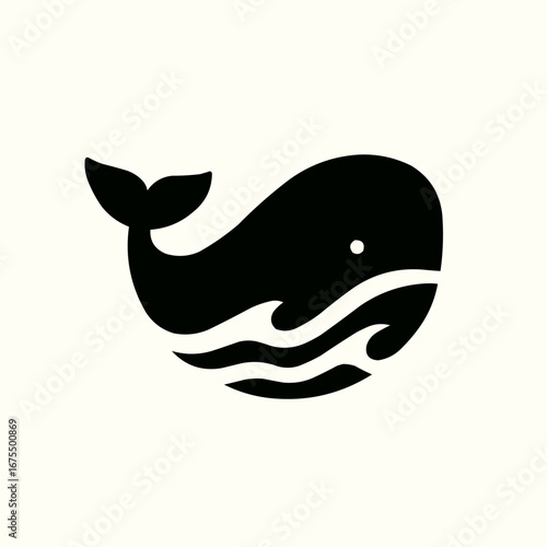 Vector illustration of a cartoon fish, whale, and shark face with an animal icon symbol design
