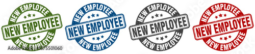 new employee stamp. new employee round stamp set isolated on white background