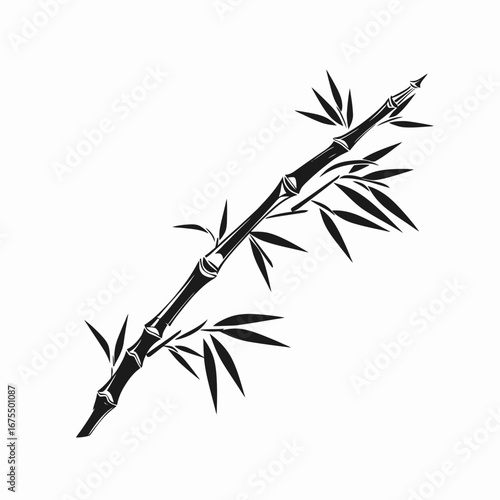 Elegant bamboo branch illustration rendered as a bold contrasting vector silhouette