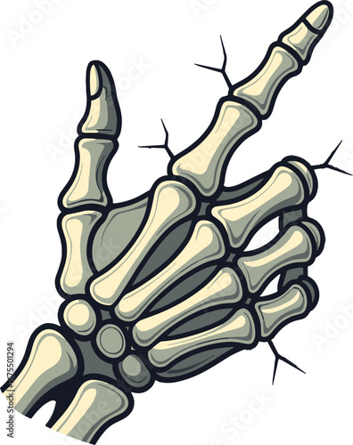 Skeleton Hand Pointing Up Breaking Wall Concept