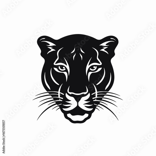 Striking black panther emblem with fierce elegance animalistic predator design silhouette