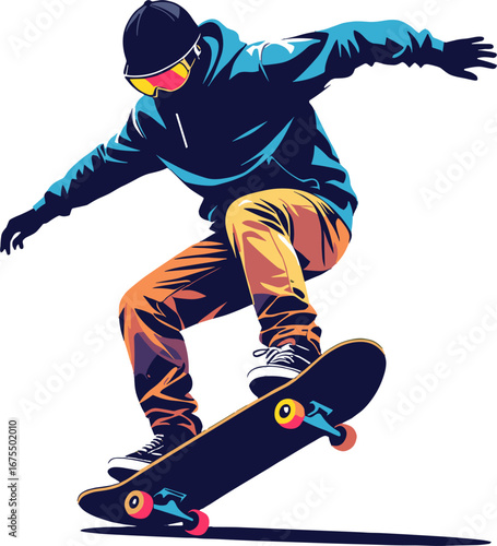 Skateboarder Jump Trick Action Urban Sport Extreme Lifestyle