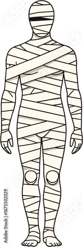 Full Body Human Wrapped Bandages Medical Injury Recovery Concept