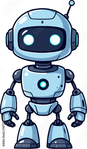 Cute Blue Robot Character Futuristic Friendly Robot Mascot