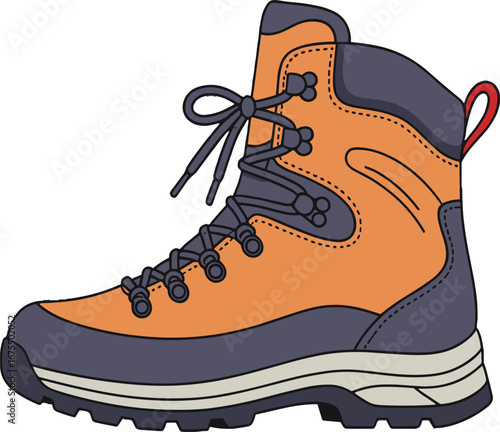 Orange Hiking Boot Waterproof Outdoor Footwear Camping Gear