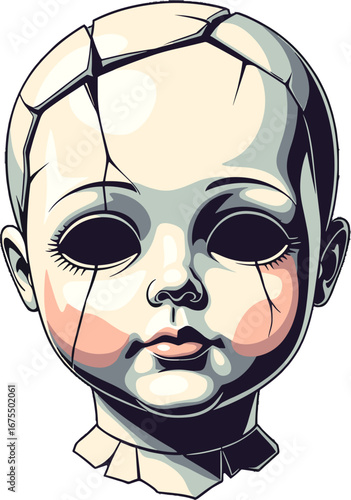 Cracked Doll Head Creepy Vintage Toy Horror Halloween Decoration