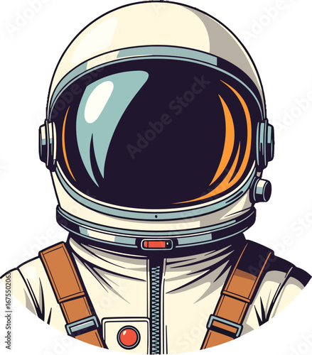 Astronaut Helmet Front View Space Explorer Badge