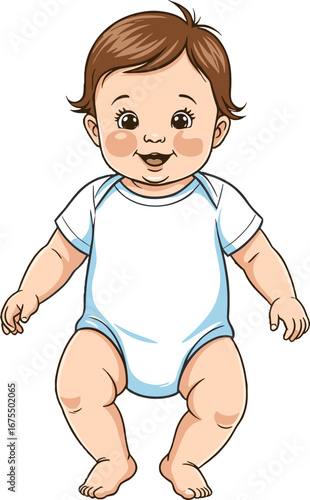 Cute Smiling Baby Toddler Standing Kids Apparel Concept