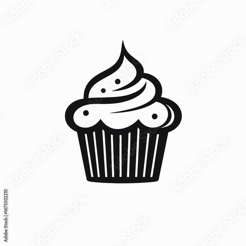 Minimalist sweet cupcake dessert graphic vector art bakery shop silhouette