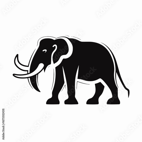 Majestic mammoth art, a prehistoric giant animal illustration silhouette