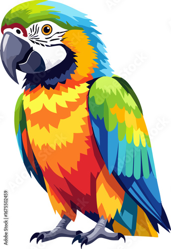 Bright Colorful Macaw Parrot Exotic Bird Wildlife Illustration