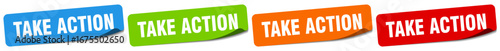 take action sticker. take action sticker set on white background