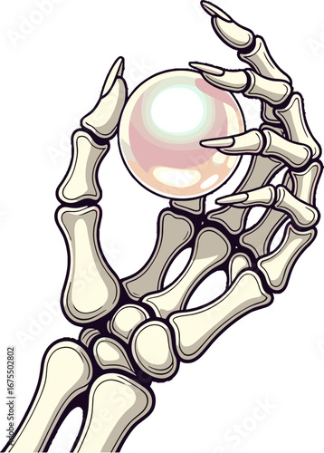 Skeleton Hand Holding Magic Crystal Ball Mystic Fortune Telling