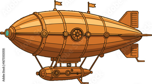 Steampunk Airship Vintage Zeppelin Industrial Transport Concept