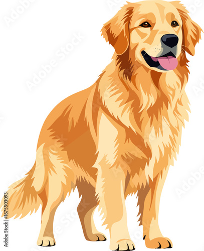 Golden Retriever Dog Sitting Happy Pet Portrait