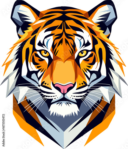 Tiger Head Portrait Wild Animal Face Symmetrical Mascot