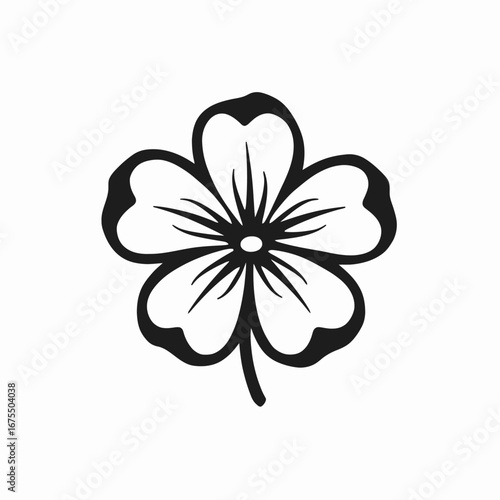 Bold floral blossom with five petals creates a vector silhouette